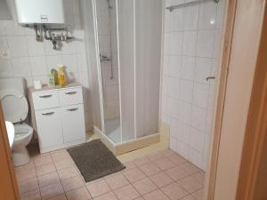 un bagno con doccia e WC di Central Lugano Family Flat 2 Bedrooms Lake view a Lugano Altre 37 foto
