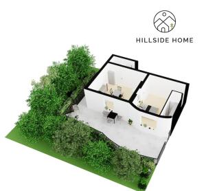 a rendering of a house in a garden at Cozy Hillside Home in Budapest with Patio in Budapest
