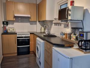 a kitchen with a stove and a dishwasher at Bethnal Green/Brick Lane 2 Bedroom Apartment in London