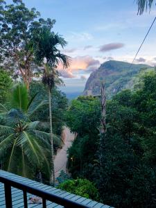 a view from a balcony of a jungle with a mountain at Madushanka Resort in Ella