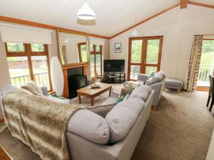 a living room with a couch and a tv at The Beeches in Narberth