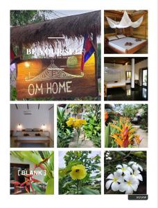 eine Collage mit Fotos mit Blumen und einem Haus in der Unterkunft Om Home in Sihanoukville