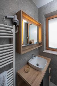 a bathroom with a sink and a mirror at Veldes B&B in Bled