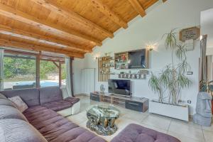 a living room with a couch and a tv at Villa Simac With Pool and Whirlpool - Happy Rentals in Pazin