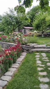 a garden with colorful flowers and a stone pathway at Hin Tun in Artabuynkʼ