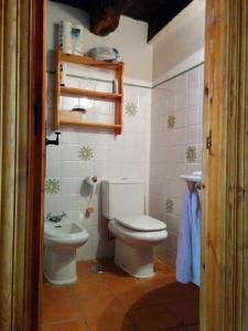 y baño con aseo y lavamanos. en Casa La Parra, en Villar de Vildas