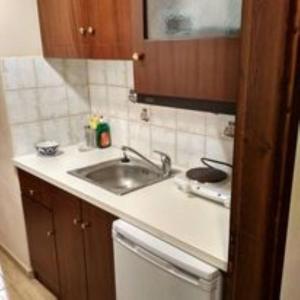 a kitchen counter with a sink and a dishwasher at Yono's Traditional House in Áno Ravénia