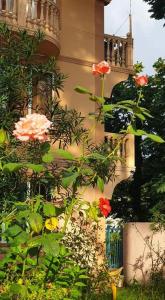 Un bouquet de fleurs devant un bâtiment dans l'établissement HOTEL - SHORENA, à Ureki