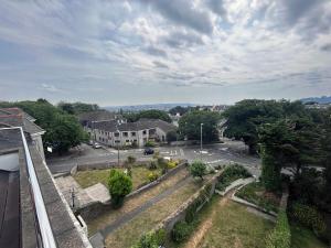 arial view of a street in a small town at Seascape Penthouse with Free Parking in Plymouth