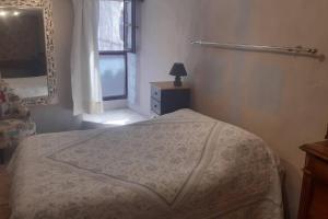 a bedroom with a bed and a window at LA PASTOURELLE in Saint-Chinian