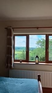 a bedroom with a bed and a window with a view at Ard na Greine Bed & Breakfast Ballylickey in Ballylickey