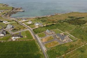 an aerial view of a house next to the ocean at Creevy Cottages in Rossnowlagh