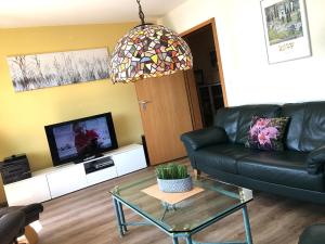 TV a/nebo společenská místnost v ubytování Ferienwohnung Auszeit am Allenberg