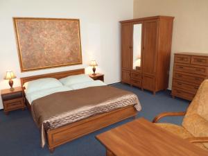 Un pat sau paturi într-o cameră la Hotel Steiger