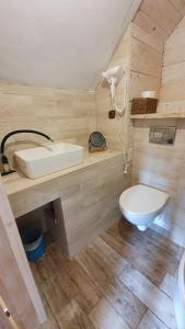 Koupelna v ubytování Bieszczady Domki w Dolinie Sanu + 37 fotografií