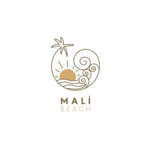 an illustration of a beach with a palm tree and the inscriptionail least at MALİBEACH APART OTEL in Seferihisar