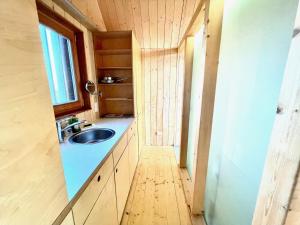 a small bathroom with a sink and a window at Lushna 10 Classic Suite at Lee Wick Farm Cottages & Glamping in Clacton-on-Sea