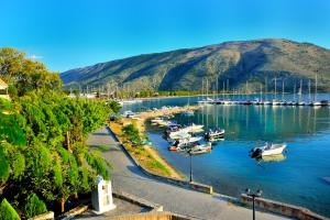 a bunch of boats are docked in a harbor at Irene's home in Igoumenitsa
