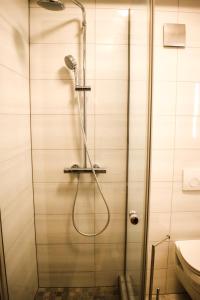 uma casa de banho com uma cabeça de chuveiro em Apartman Nada em Novi Vinodolski