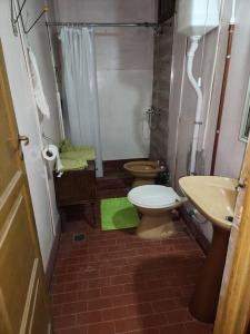 Baño pequeño con aseo y lavamanos en La cabaña de Tito. en Luján de Cuyo