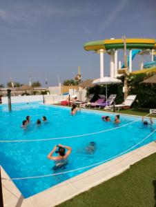 un grupo de personas nadando en una piscina en Hotel Sara, en Rímini