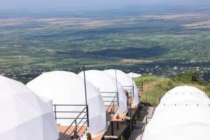 西格纳吉Signagi Glamping的山顶上一排白色的圆顶
