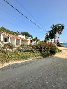 una casa al lado de una carretera al lado del océano en Tony Home en Borsh