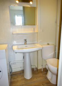 y baño con lavabo y aseo. en Appartement Lisa, en Lézignan-Corbières
