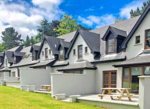 a row of houses with a picnic table in front of them at Old Court Holiday Homes 3 Bed - Sleeps 6 in Terryglass