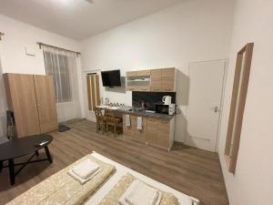 Zimmer mit Küche und Wohnzimmer in der Unterkunft MaNo Guesthouse Budapest in Budapest