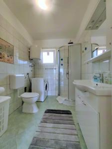 a bathroom with a toilet and a sink and a shower at Casa Istriana Pula in Pula