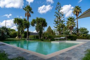 uma piscina num quintal com palmeiras em Oasi della Pace, Partinico em Partinico