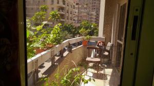 - un balcon avec des plantes en pot dans un bâtiment dans l'établissement غرفة سنجل بحمام خاص لمزيد من الخصوصية Single Room with private bathroom for more privacy Номер с отдельной ванной комнатой для большей конфиденциальности Chambre avec salle de bain privée pour plus d'intimité, au Caire