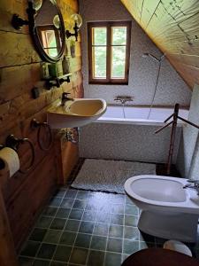 Koupelna v ubytování Forsthaus Pracken