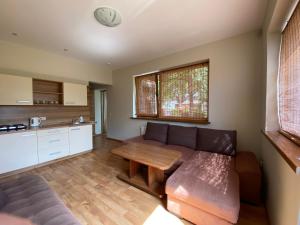 a living room with a couch and a table at Apartamentai su jaukiu kiemu- SOLEY APARTAMENTAI No1 in Palanga