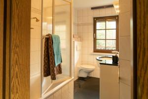 Koupelna v ubytování Das Waldseechalet Traumhafter Waldseeblick - großzügige Wohnung - Infrarotsauna + 17 fotografií
