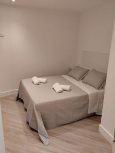 a bedroom with a bed with two pillows on it at Apartamento Mar de la Concha in Vilagarcia de Arousa