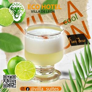 a glass of lime juice with lime slices at Eco Hotel Villa Suites in Quillabamba