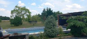 ein Haus mit einem Pool im Hof in der Unterkunft Aline Pichereau in Channay-sur-Lathan