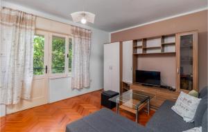 a living room with a couch and a tv at Stunning Home In Jadranovo With 4 Bedrooms, Wifi And Outdoor Swimming Pool in Jadranovo