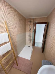 a bathroom with a shower and a sink at Casa Raquelina in Gijón