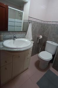 een badkamer met een wastafel en een toilet bij La Guarida del Pescador in Lastres