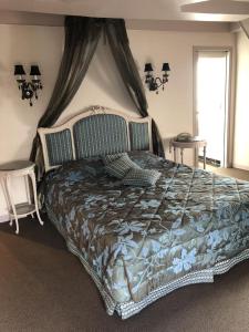 a bedroom with a large bed with a canopy at LE CABOUILLET in LʼIsle-Adam
