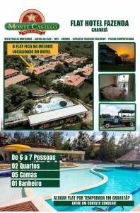 een collage van vier foto's van een resort bij Flat Monte Castelo - Gravatá in Sairé
