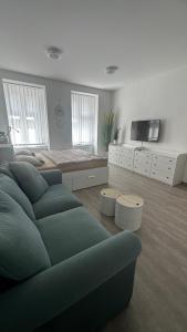 TV a/nebo společenská místnost v ubytování hbclinic apartment