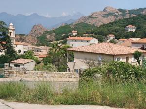 a city with houses and mountains in the background at Résidence de la Tour in Piana