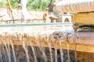 una fontana con acqua che esce da lì di Il Rifugio Del Falconiere a Sovicille