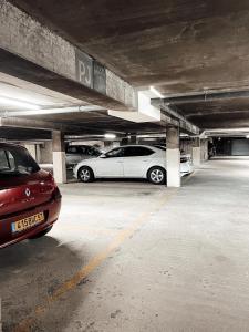 two cars are parked in a parking garage at Le cocon Blånc Metz - T2 - Parking privé - Balcon - Nouvelle Ville, Gare - 2 à 4 personnes in Metz