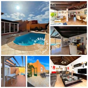 a collage of photos of a house and a pool at Villa Privilege Sun in Corralejo