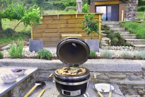 a toilet in the middle of a garden at Grandin Holidayhouse in Domaso